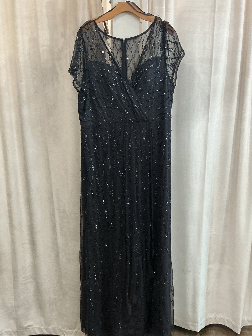 Christina Wu Black Sequin Maxi Dress